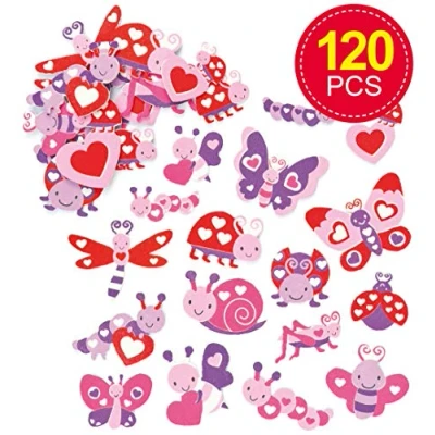 Image of Baker Ross AF176 Love Bug Foam Stickers for Kids To Decorate Collage Cards &amp; Craft (Pack of 120)
