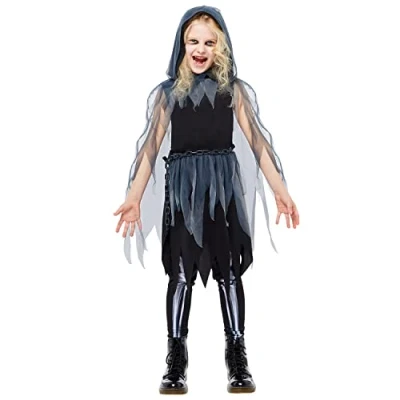 Image of amscan 9917955 Child Girls Grim Reaper Dress Costume Fancy (Age 4 6 Years)