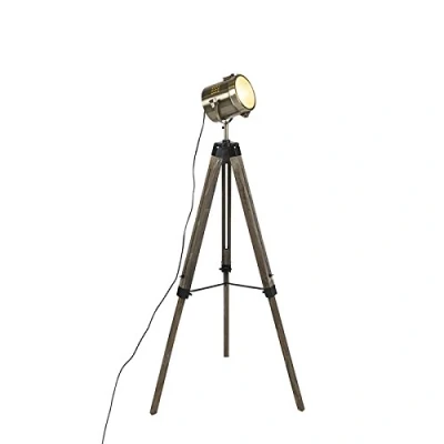 Image of Qazqa Industrial Floor lamp Tripod Wood with Studio Spotlight Braha Suitable for LED E14 1 Light Living Room I Bedroom