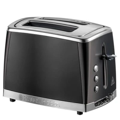 Image of Russell Hobbs 2 Slice Toaster (Stainless steel with Matte textured finish, Extra Wide Slots, Lift &amp; Look feature, Variable browning levels, Cancel, frozen reheat function) Black 26150