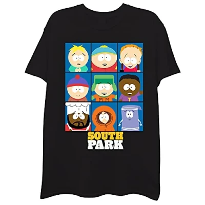 Image of South Park Men&#039;s Character Group T Shirt Kenny, Eric, Stan, Kyln, Chef, Black, Medium