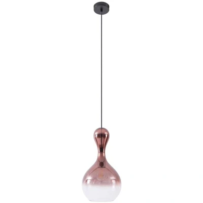 Image of Lucande pendant light Lyrisa, 1 bulb, copper coloured, glass, 22cm