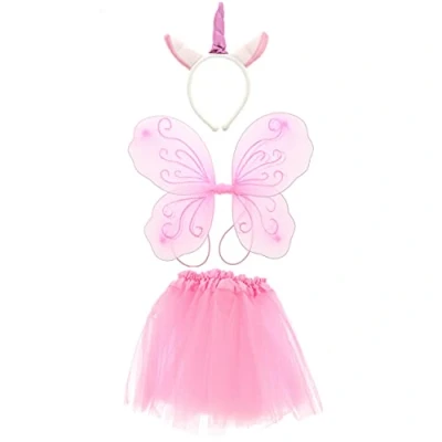 Image of Zac&#039;s Alter Ego 3 Piece Fancy Dress Butterfly Wings, Unicorn Headband &amp; Tutu Fairy Set