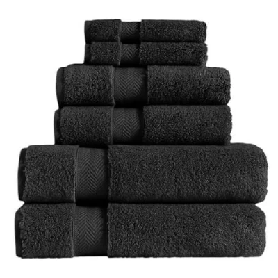 Image of Wholesale Trade Dealz Luxury Bath Towels 800GSM 100% Egyptian Cotton Super Soft Face Hand Jumbo Sheets Quick Dry Highly Absorbent Beach (Black, Cloth)