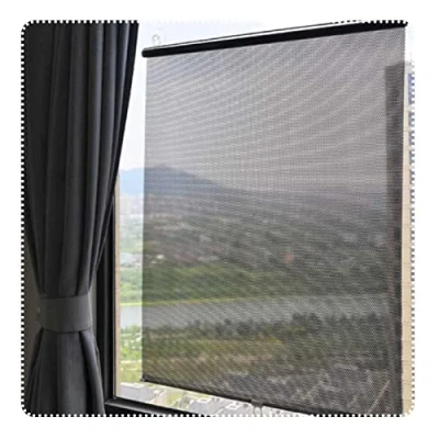 Image of TZYYAO Blackout Roller Blind,Suction Cup Window Curtain,Retractable Sun Shade,No Drilling Blinds,Adjustable,Temporary Portable Cover Curtain,Black 45x125cm(17.7 * 49.2in)