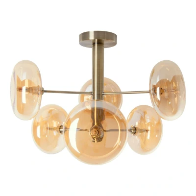 Image of Orion Multi Arm Semi Flush Ceiling Lamp Amber 6xG9