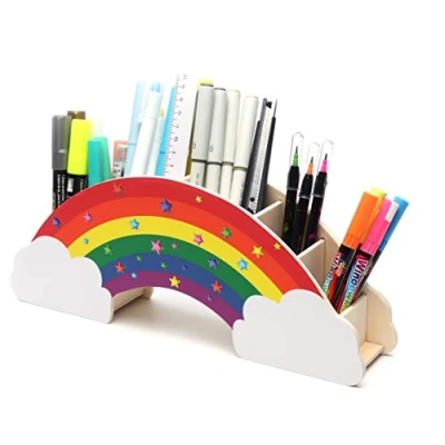 Image of EXERZ Rainbow Pencil holder + 50pcs Star Stickers Desk Organiser/Desk Tidy/Crayon Creative Decoration Caddy, Student Stationery, Makeup Storage