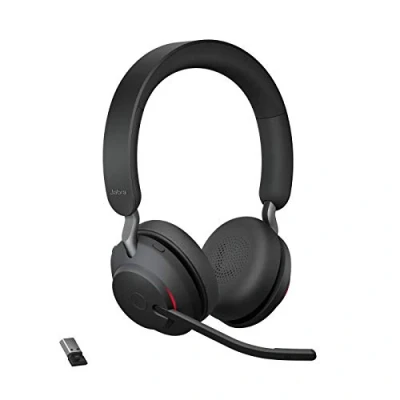 Image of Jabra Evolve2 65 Wireless PC Headset Noise Cancelling UC Certified Stereo Headphones With Long Lasting Battery USB A Bluetooth Adapter Black