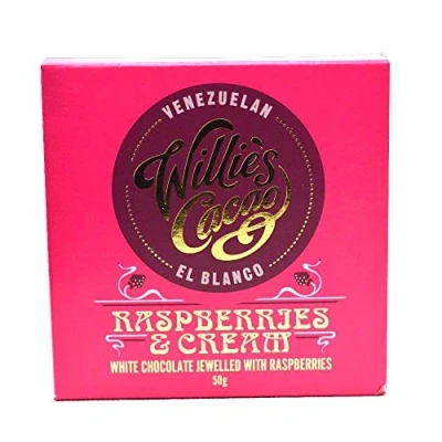 Image of Willie&#039;s Cacao Venezuelan el Blanco Raspberries &amp; Cream 50g