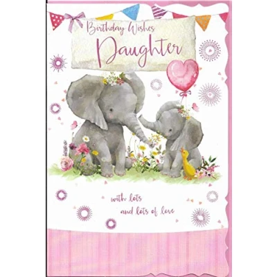 Image of Cute Daughter Birthday Card***Baby Elephant**9 X 6 INCHES**AC2*