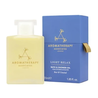 Image of Aromatherapy Associates Bath and Shower Oil, Luxury Spa, Natural Bath, Vegan, Cruelty Free, Environment Friendly (Light Relax Oil 55ml)