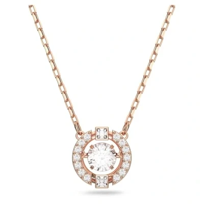 Image of Swarovski Sparkling Dance necklace, Round cut, White, Rose gold tone plated