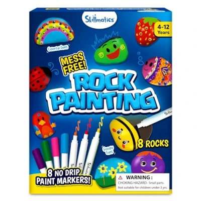 Image of Skillmatics Rock Painting Kit Mess Free Art &amp; Craft Activity for Girls Boys, Kits Supplies, DIY Creative Activity, Christmas Gifts Kids Ages 4, 5, 6, 7, 8, 9, 10, 11,12