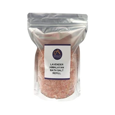 Image of Absolute Aromas Lavender Bath Salts 1kg Natural Pink Himalayan Salt Infused with 100% Pure French Essential Oil Relax and soak tired muscles