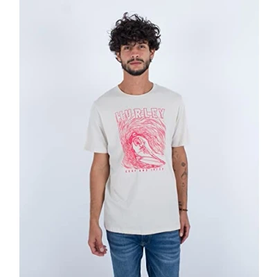 Image of Hurley Men&#039;s Evd Surf Skelly S/S T Shirt, Bone, S