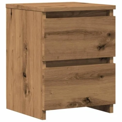 Image of vidaXL Bedside Cabinet Industrial Style Nightstand Artisan Oak Finish Engineered Wood and Steel 2 Drawers 30x30x40 cm