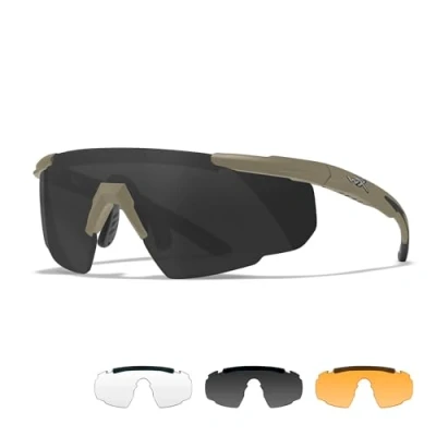 Image of Wiley X │ Saber Advanced Safety Glasses Men Shooting Tactical Military Airsoft Sport Sunglasses Perfect for Running Biking Outdoor Hiking
