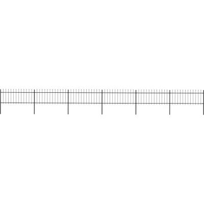 Image of vidaXL Garden Fence with Spear Top Steel 10.2x0.8 m Black