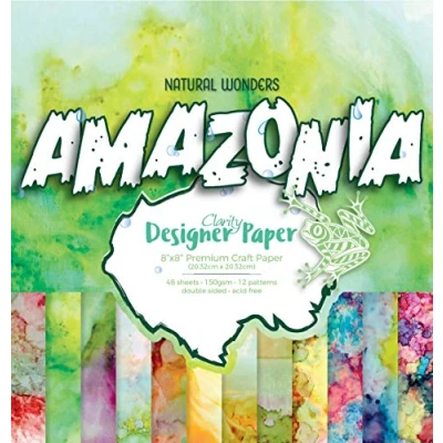 Image of Amazonia Clarity Designer Paper 8&quot; x 8&quot;: Decorative Craft Pad, Speciality for Scrapbooking, Card Making, Printmaking, Stamping, 150 GSM