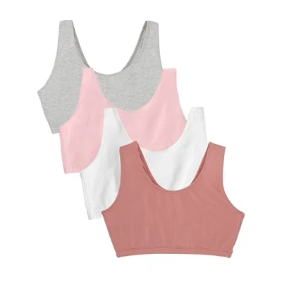 Image of Fruit of the Loom Women&#039;s Built Up Tank Style Sports Bra Value Pack, Opaque, Dusk/White/Blush/Grey Heather, 44 (Pack 4)