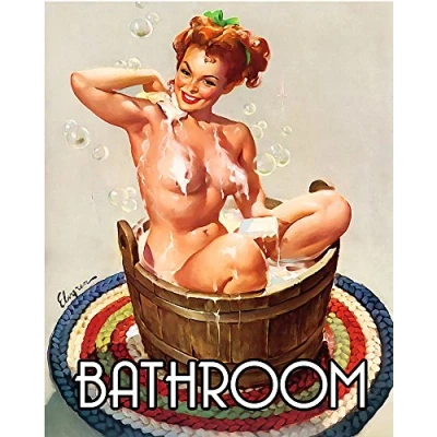 Image of Bathroom Pinup Pin up Girl 6x8inch Metal Wall Sign Plaque Vintage Retro Poster Art Picture Print TS178