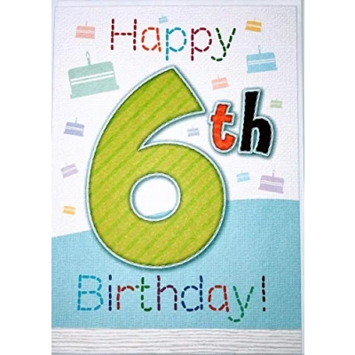 Image of Happy 6th Birthday Colourful Open Card
