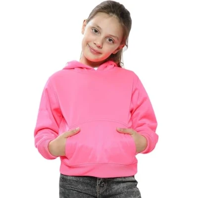 Image of True Face Kids Fleece Hoodie Pullover Top Youth Long Sleeve Casual Hoody Girls Boys Unisex Sweatshirt Pink No Cord 13 Years