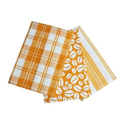 Image of Prime Homewares Orange Bean Design Pot Holder, Double Oven Glove, Tea Towels, Apron (Set of 3 Towels)