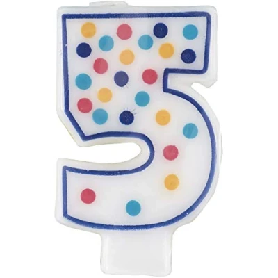 Image of Unique Party 37305 Polka Dot Number 5 Birthday Candle