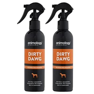 Image of Animology Dirty Dawg Pup Shampoo No Rinse Cleaning for Dogs 250 ml Pet Puppies With Signature Scent, Vitamins and Conditioner Mild, Balanced PH Formula 2 Pack