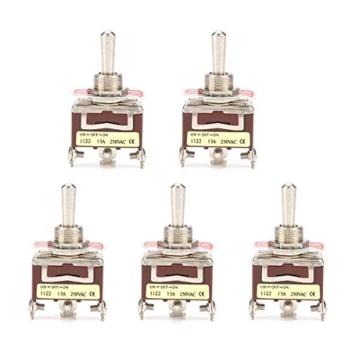 Image of 5pcs ON OFF Toggle Switch 3 Pin Position Mini Momentary Marine Rocker Locking with 12mm Screw Mounting Hole 15A 250VAC