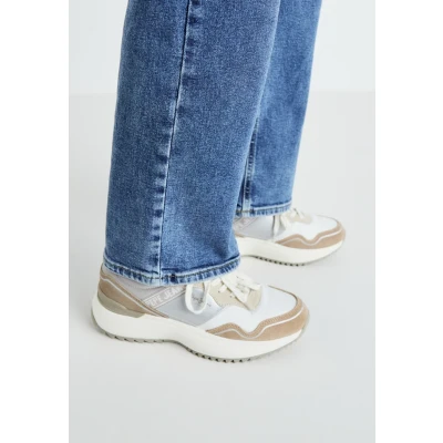 Image of Pepe Jeans KIMI GLAM Trainers, Women&#039;s, Size: 5, Stone beige leather and imitation