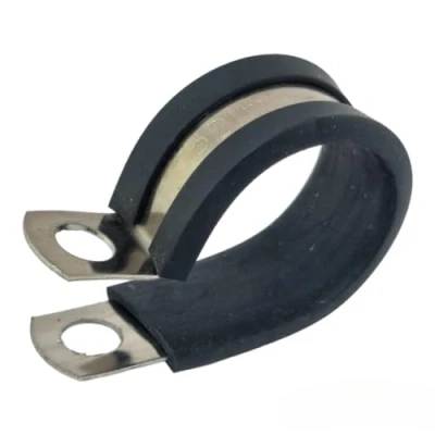 Image of 21mm Rubber Lined P Clips Stainless Steel Hose Pipe Clamp Pack of 5
