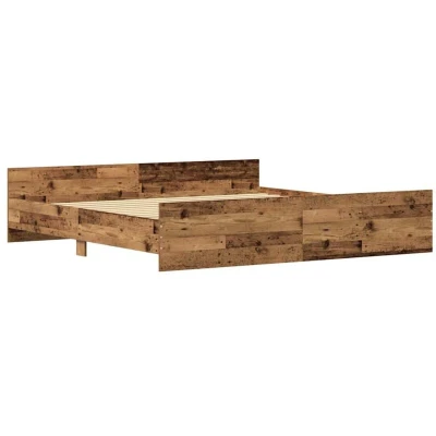 Image of vidaXL Rustic Old Wood Bed Frame 200 x cm Natural Brown Textured Finish Sturdy and Spacious Set of 2