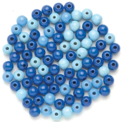 Image of Glorex Wooden Beads Pack of 155 Blue Mix, wood, 4mm (155St)