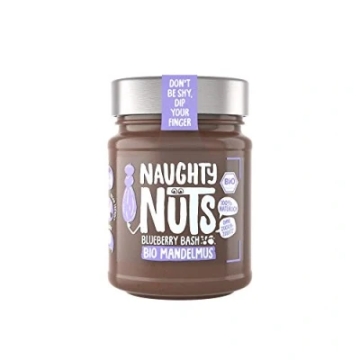 Image of NAUGHTY NUTS Bio almond butter Blueberry Bash Vegan 100% Natural Without palm oil &amp; sugar Ideal as a topping for muesli 250 g