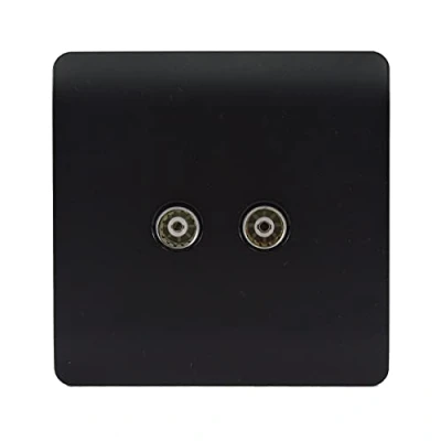 Image of Trendi Artistic Modern 2 Gang TV Socket in Matt Black