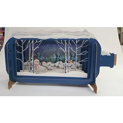 Image of Message In A Bottle Xmas Snowmen Pop Up Christmas Greeting Card By Alljoy Cards