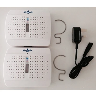 Image of Aironic ® Rechargeable Mini Dehumidifier Twin Pack Absorbs Moisture Home, Caravan, cupboards, bathroom