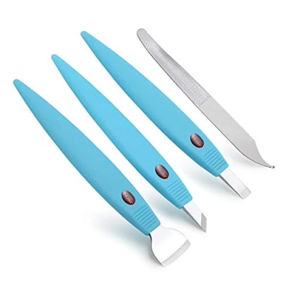 Image of BEZOX Pedicure Shavers Set Professional Callus Foot Care Kit Stainless Steel Corn Hard Skin Dead Remover Tool (Blue)