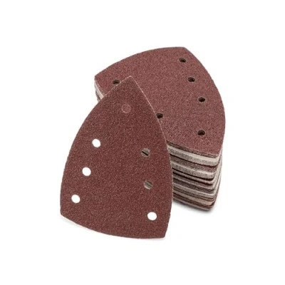Image of Sandpaper 60 Sheets 100 x 150 mm 7 Hole Mixpack 10 Grit 40/60/80/120/180/240 Delta Sanding Triangles for Multi Sander