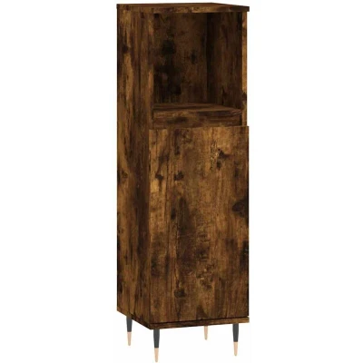 Image of vidaXL Bathroom Cabinet Smoked Oak 30x30x100 cm Engineered Wood