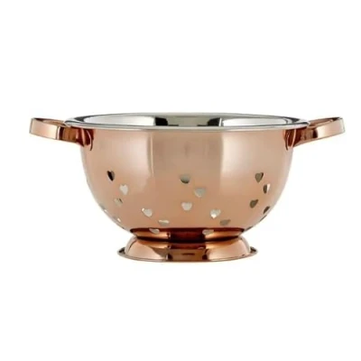 Image of Acense Stainless Steel Colander 24cm Coloured (Rose Gold)