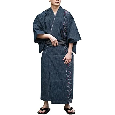 Image of Fancy Pumpkin Men&#039;s Japanese Yukata Kimono Home Robe Pajamas Dressing Gown Size L F18