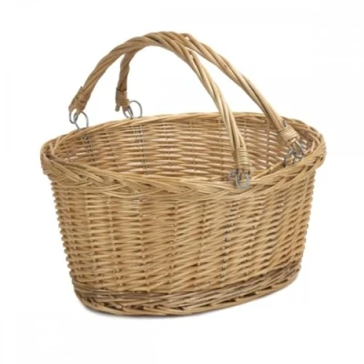 Image of Red Hamper Swing Handle Shopping Basket, Wicker, Brown, 41 x 18 30 cm