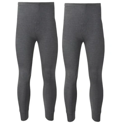 Image of Pack of 2 Men&#039;s Thermal Trousers Long Johns Warm Underwear Baselayer, S M L XL XXL Thermals (XL, Charcoal)