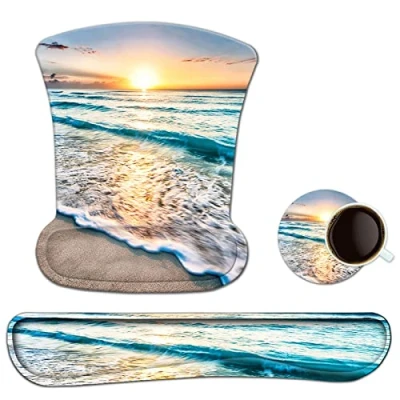 Image of Mouse Pad Wrist Support Keyboard Rest Set, Ergonomic Gel with Coasters, Non Slip Base Mousepad for Computer Home Office,Easy Typing &amp; Pain Relief (5361)