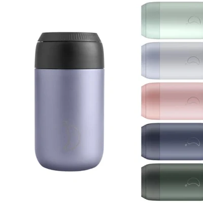 Image of Chilly&#039;s Series 2 Coffee Cup Tight seal, No Sweating BPA Free Stainless Steel Reusable Double Walled, Vacuum Insulated Lavender, 340ml