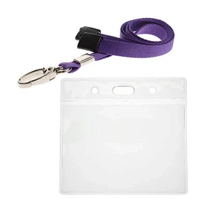 Image of ALG ID Cards® Purple Card Badge Wallet Lanyard Neck Strap with Metal Clip &amp; Safety Breakaway Release for Pass Holder