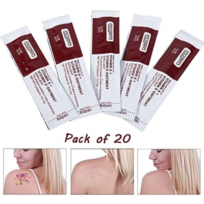 Image of Vitamin A&amp;D Ointment Tattoo Aftercare Sachets Cream Permanent Makeup Healing Repair Gel (Pack of 20)